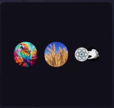 A thumbnail grid opening into a detail screen: the tapped image flies from its round thumbnail to the large hero while the rest of the screen fades and scales.