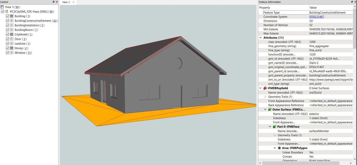 FZKHaus represented in CityGML 3.0