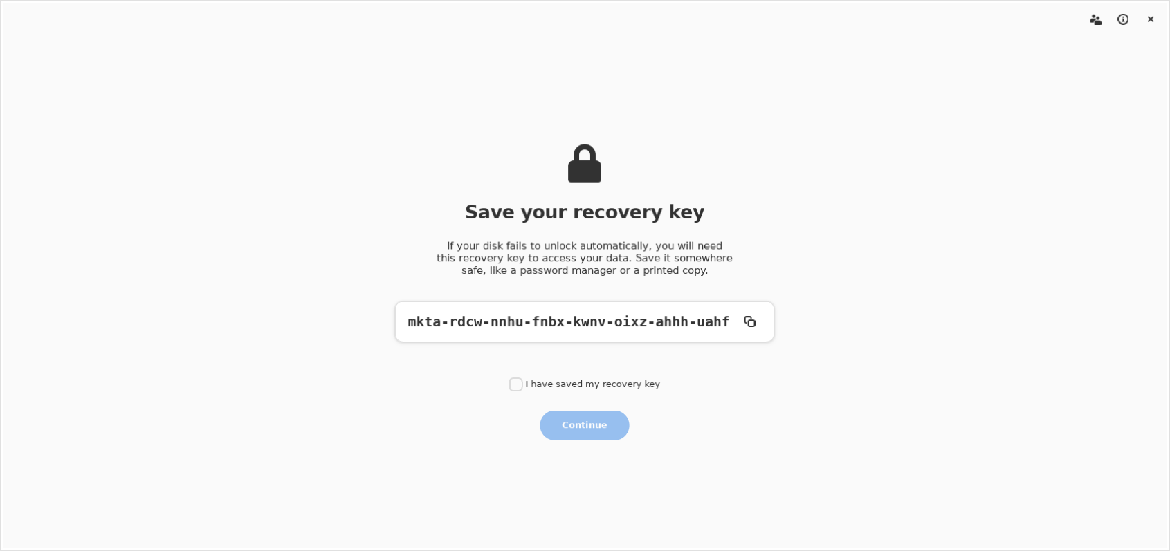 Recovery key