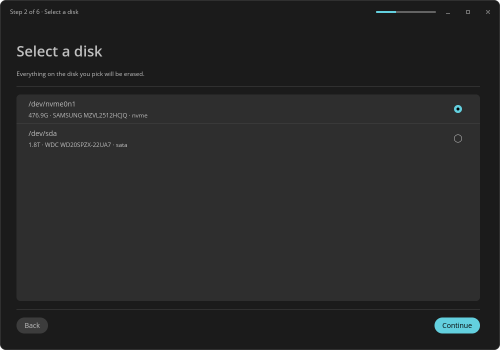 Select a disk