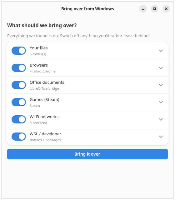 Migration chooser
