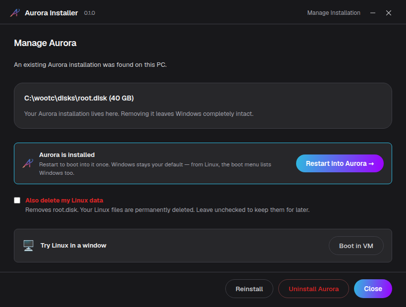 Aurora manage