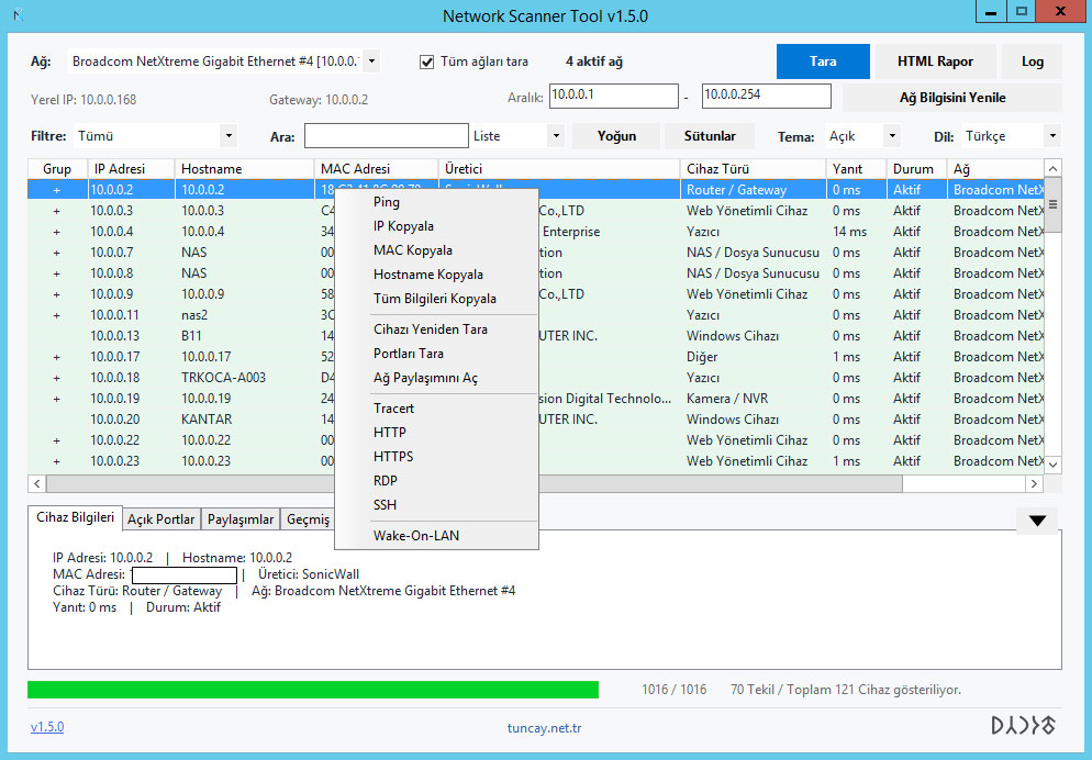 Network Scanner Tool - Turkish