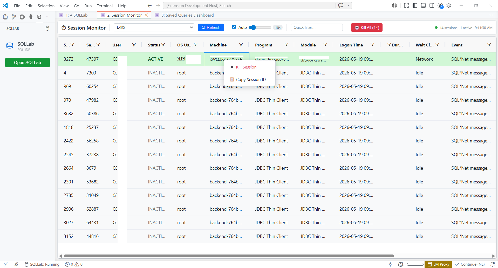 SQLLab — Session Monitor