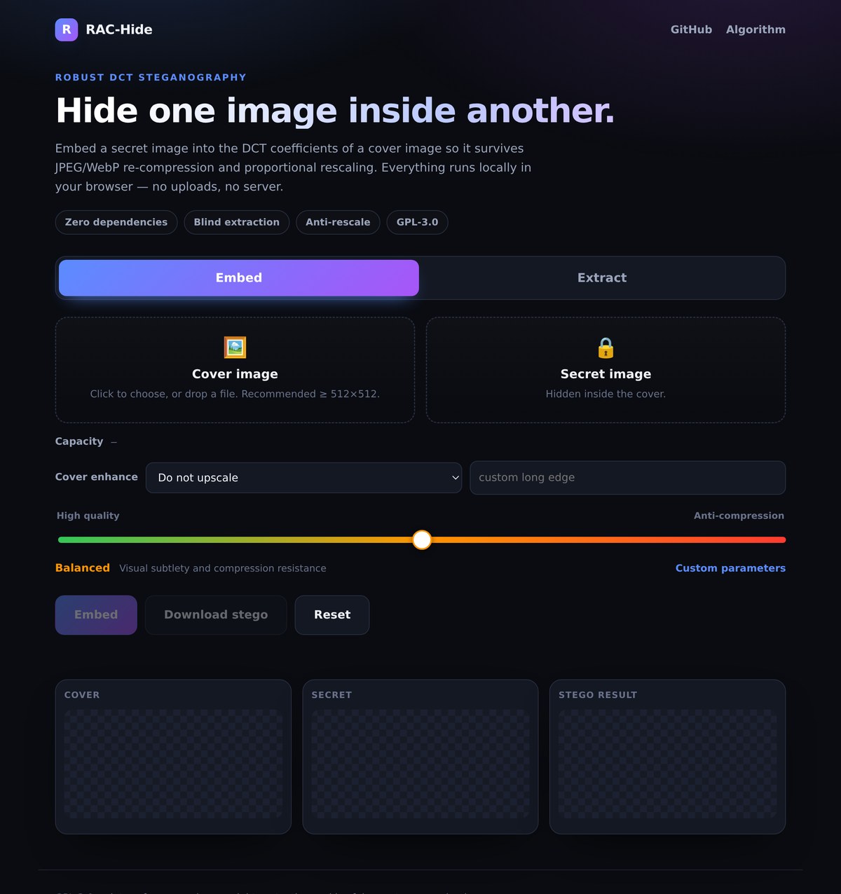 RAC-Hide browser demo