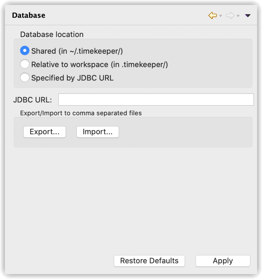 Database preferences