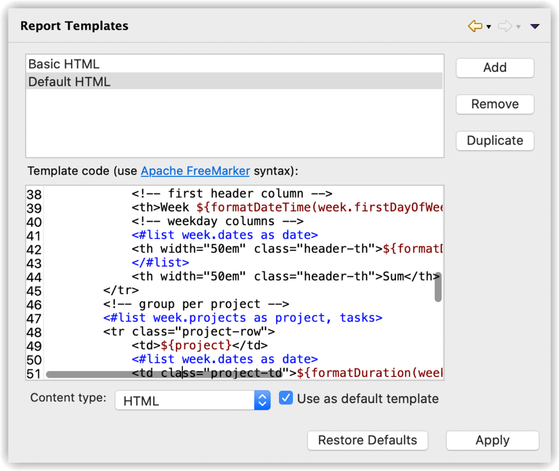 Report templates