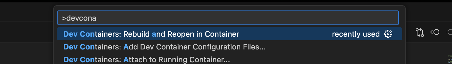 devcontainer Rebuild and Reopen in Container