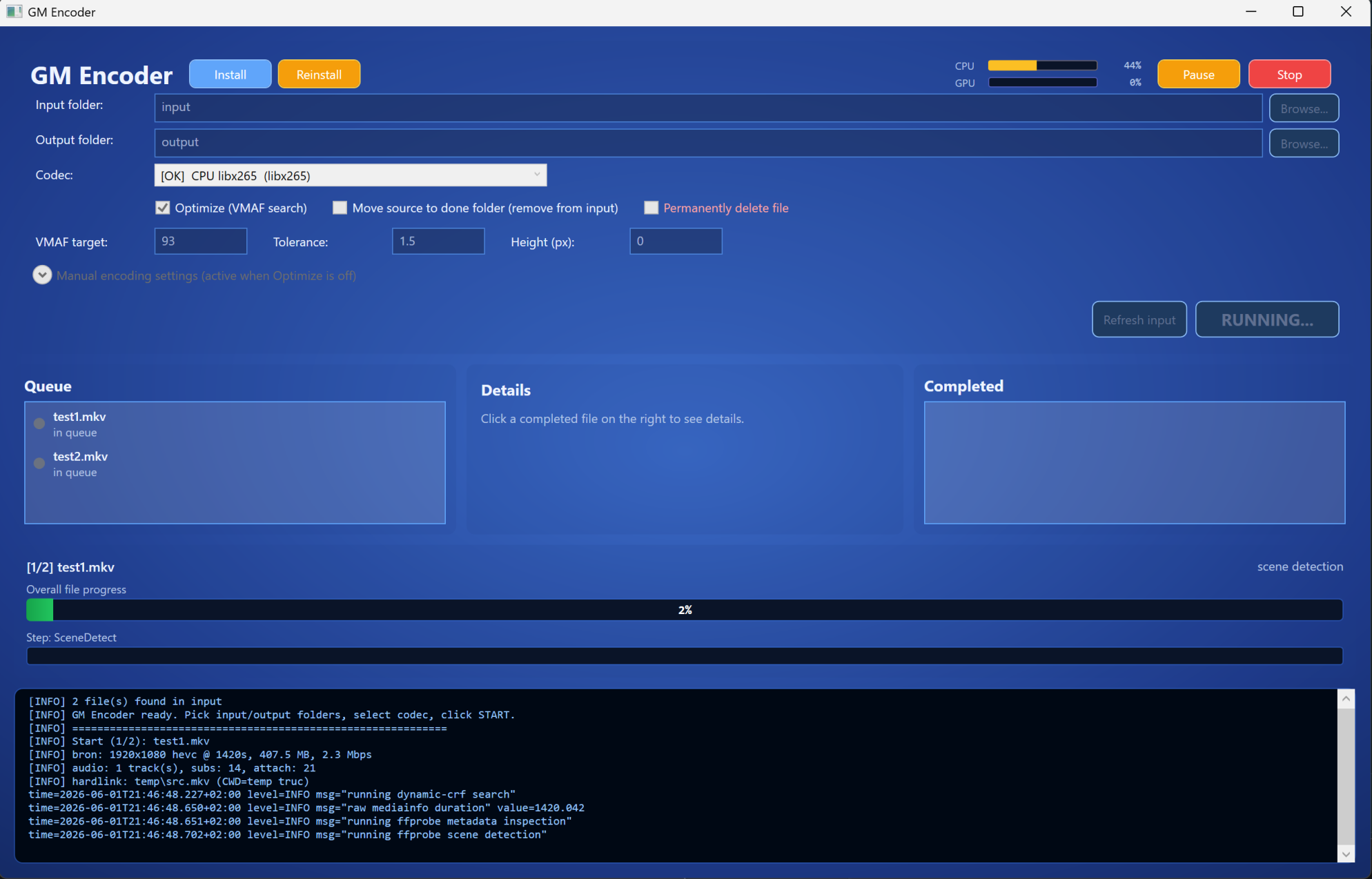 GM Encoder running