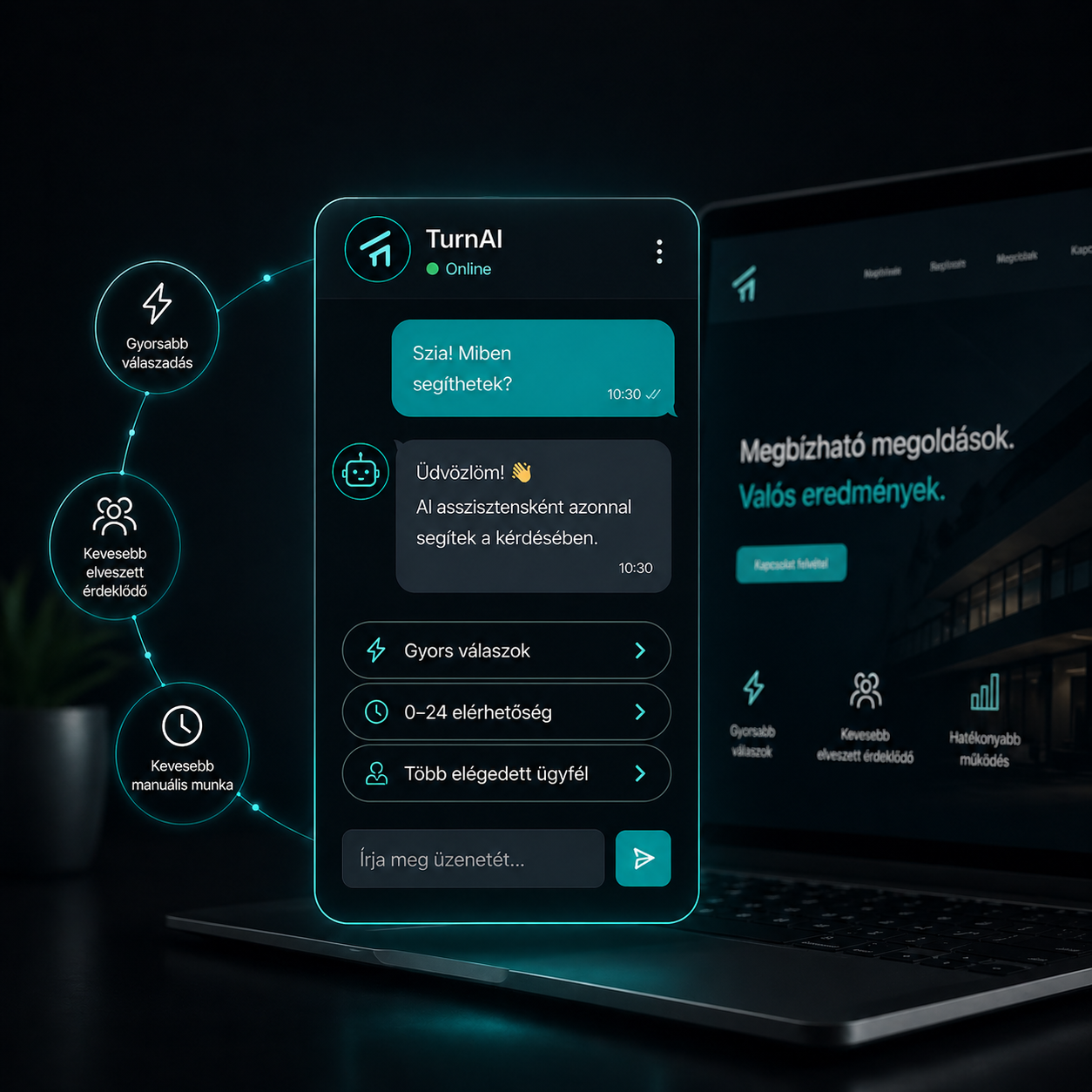 TurnAI AI chat hero illusztráció