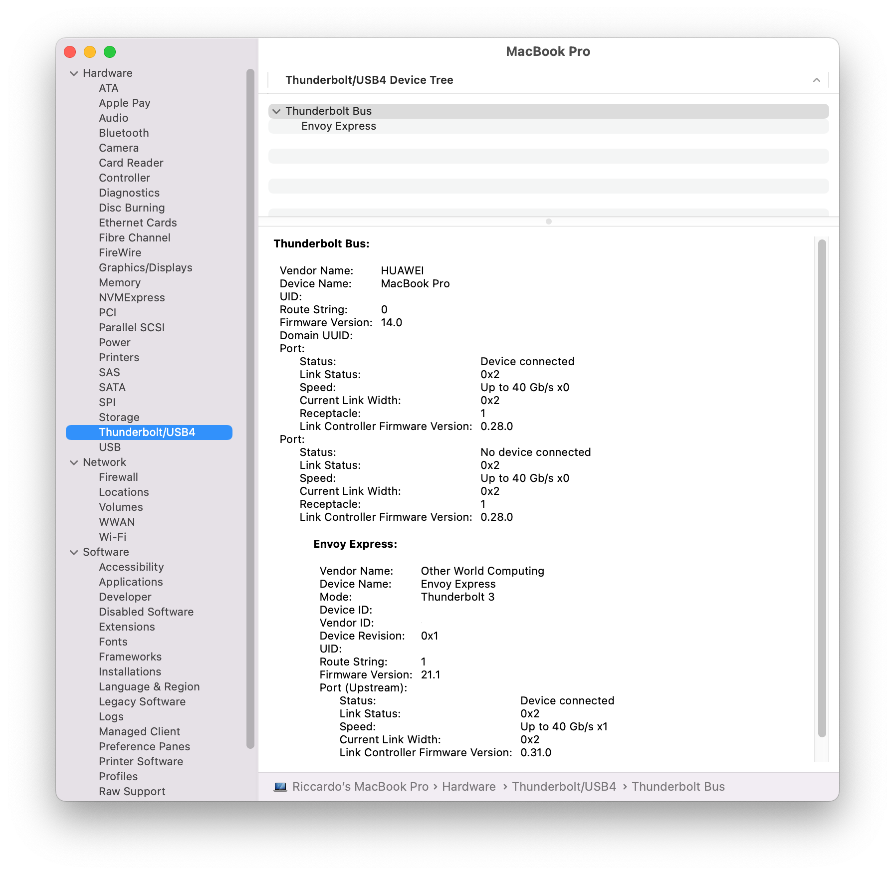 Thunderbolt Controller with OWC Envoy Express