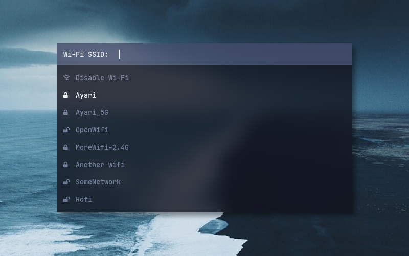 Screenshot of wofi-wifi-menu
