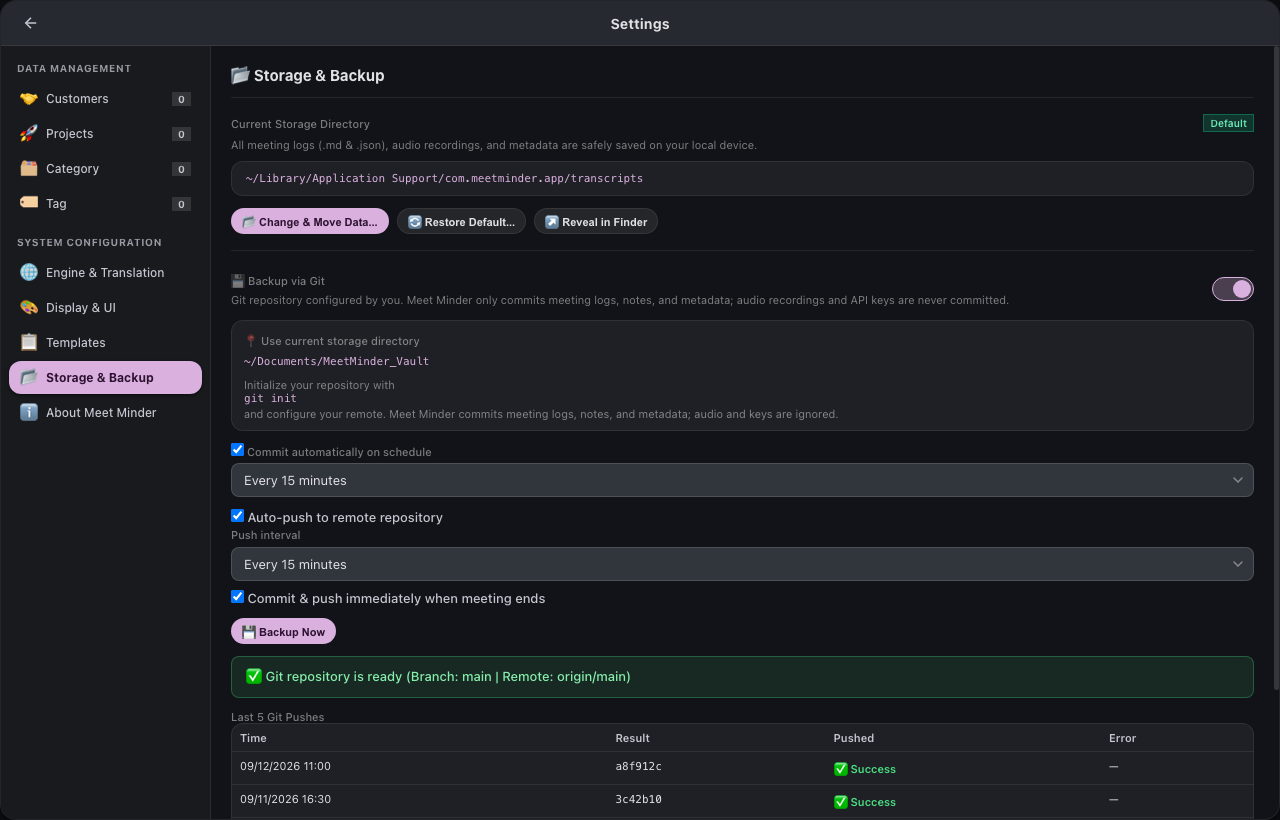 Git Backup Settings