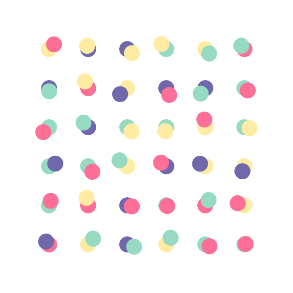 Candy coloured dots laid out in a grid