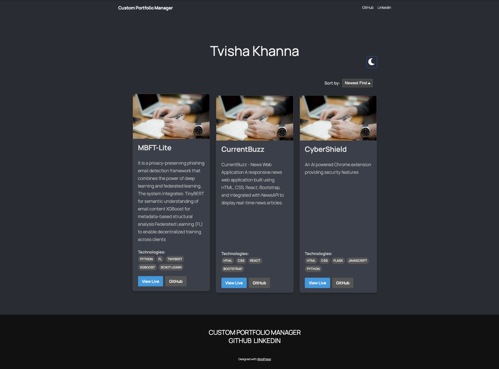 Frontend Portfolio Dark Mode