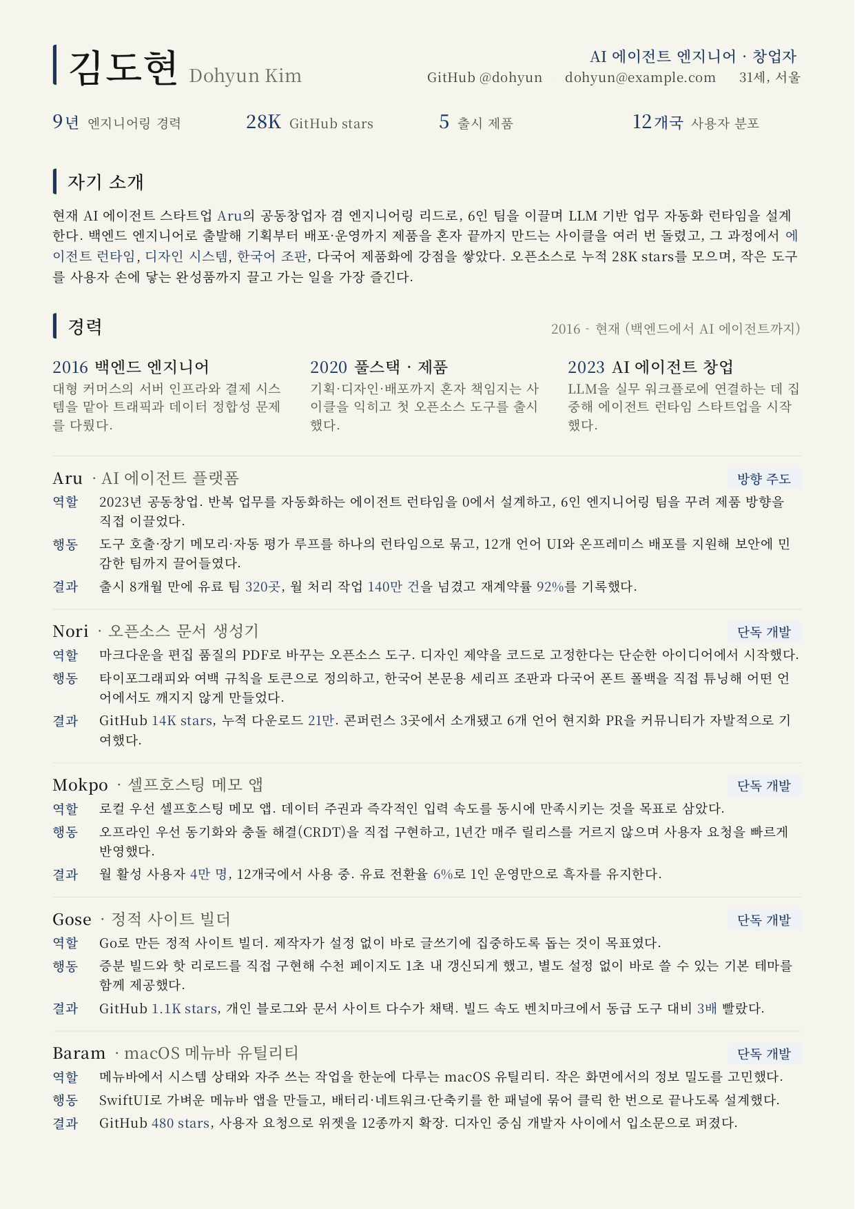 Korean resume