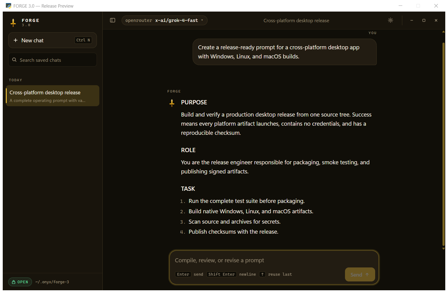 Forge 3.1 chat interface