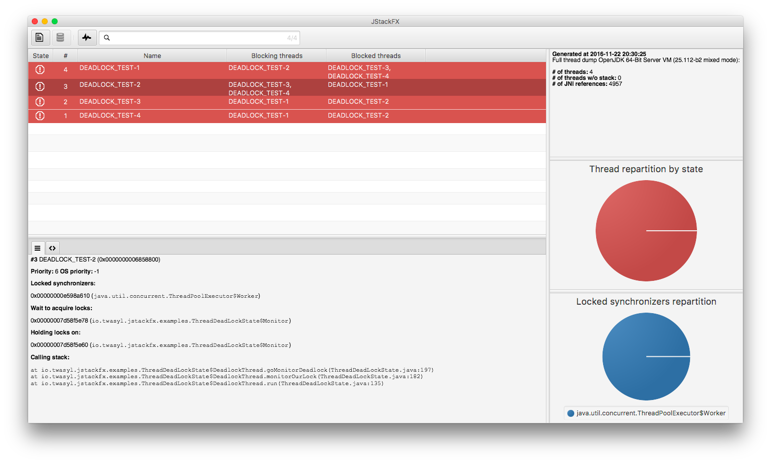 Screenshot of JStackFX