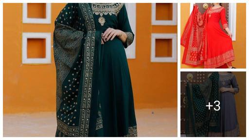 SF Women Anarkali Rayon kurti & Duptta Long Size Blue In Colour