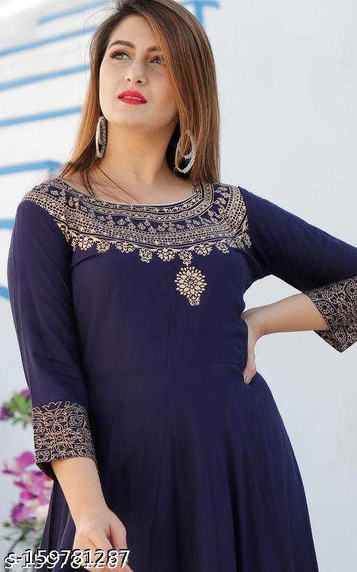 SF Women Anarkali Rayon kurti & Duptta Long Size Blue In Colour - Zeyoria