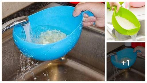 Rice & Fruits Washing Bowl with Handle (Pack Of 1, Green)