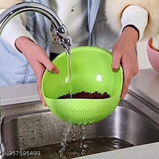 Rice & Fruits Washing Bowl with Handle (Pack Of 1, Green) - Minaro