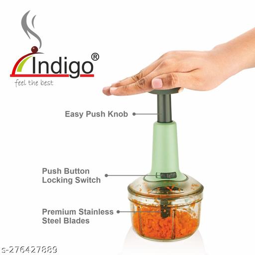 650ml Chopper Manual Chopper Large Quick & Powerful Hand Held Food Chopper to Chop & Cut Fruits, Vegetables, Herbs, Onions for Salsa, Salad, Pesto, Hummus, Guacamole (Premium) | 3 Stainless Steel Blades - Akry Store 
