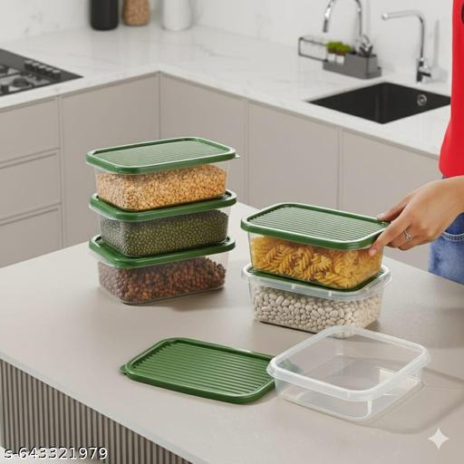 SET OF 6 Unbreakable Pack Of 6 Air Tight Square plastic Containers Set for Kitchen Storage, Kitchen Container, -Storage/Container Sets, Plastic Container, Design (1100 ml)+(PACK OF 6) - Akry Store 