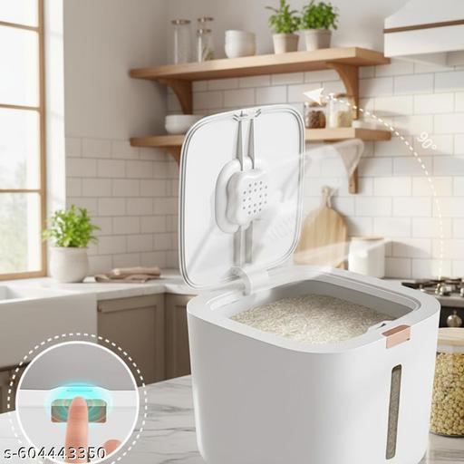 Airtight Rice Storage Container (6kg Capacity) – Moisture-Proof & Insect-Proof Grain Dispenser with Transparent Measuring Scale, Secure Seal & Non-Slip Base | BPA-Free Kitchen Bin for Rice, Beans, Flour & Cereals - Akry Store 