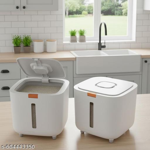 Airtight Rice Storage Container (6kg Capacity) – Moisture-Proof & Insect-Proof Grain Dispenser with Transparent Measuring Scale, Secure Seal & Non-Slip Base | BPA-Free Kitchen Bin for Rice, Beans, Flour & Cereals - Akry Store 