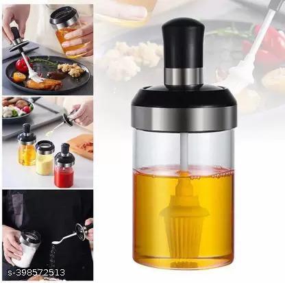 2-in-1 Oil Dispenser with Silicone Brush, Leak-Proof Bottle for Cooking & BBQ, Single Pack - Akry Store 