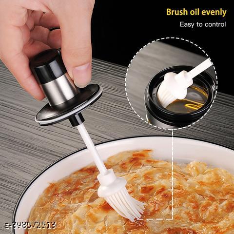 2-in-1 Oil Dispenser with Silicone Brush, Leak-Proof Bottle for Cooking & BBQ, Single Pack - Akry Store 