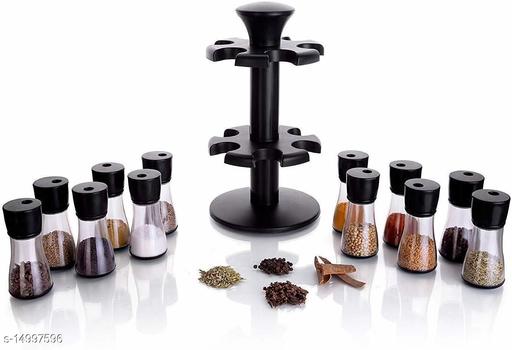 Rotating Carousel Spice Rack with 12 Jars – Beautifully Designed Kitchen Masala Organizer | 360° Spinning Countertop Storage for Spices & Seasonings - Akry Store 
