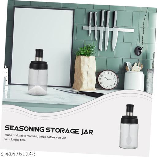 Airtight Borosilicate Glass Spice Jars with Spoon, Premium Kitchen Storage, 250 ml, Set of 2 - Akry Store 