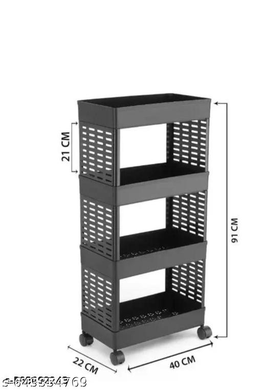 Multi-Tier Storage Trolley, Mobile Organizer for Vegetables, Fruits & Home Essentials, Black - Akry Store 
