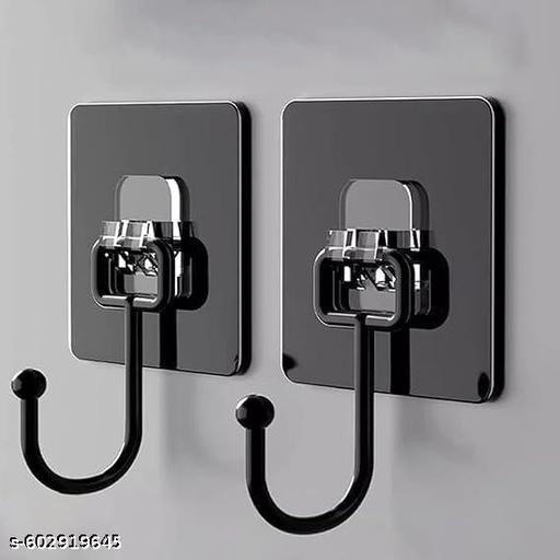 Heavy-Duty Adhesive Wall Hooks, No-Trace Waterproof Design, Black, 50 kg Capacity, Set of 5 - Akry Store 
