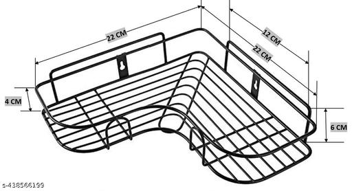 No-Drill Adhesive Corner Shelves, GI Metal Bathroom & Kitchen Storage, Black, Set of 2 - Akry Store 