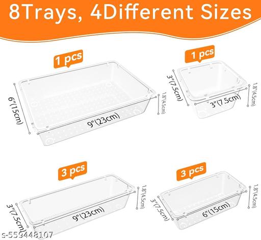 8-Piece Clear Drawer Organizer Set, Modular Storage Trays for Vanity & Desk - Akry Store 