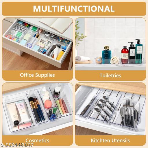 8-Piece Clear Drawer Organizer Set, Modular Storage Trays for Vanity & Desk - Akry Store 