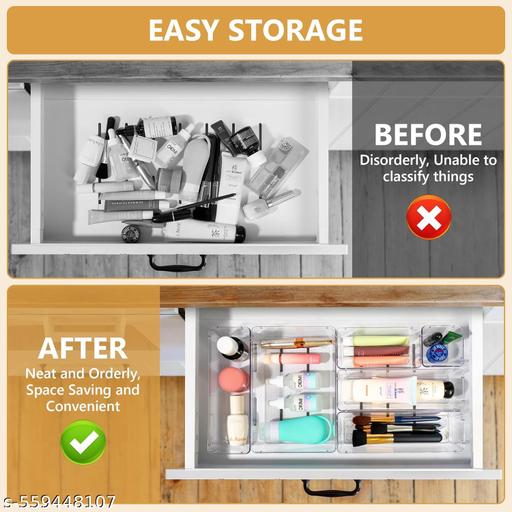 8-Piece Clear Drawer Organizer Set, Modular Storage Trays for Vanity & Desk - Akry Store 