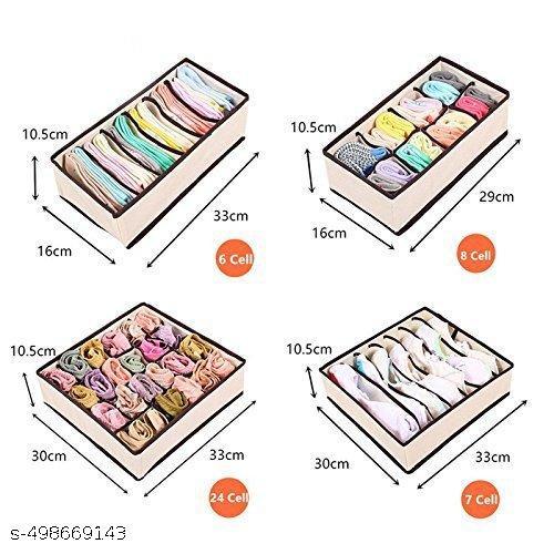 KARTUNBOX Foldable Storage Box Organizers for Drawers & Closet, Beige, 4-Piece Set - Akry Store 