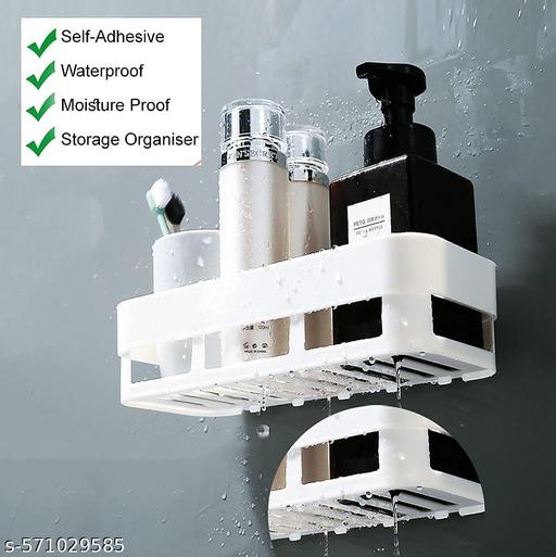 Wall-Mounted Bathroom Organizer Combo, 2 Storage Shelves & 2 Soap Holders, 4-Piece Set - Akry Store 