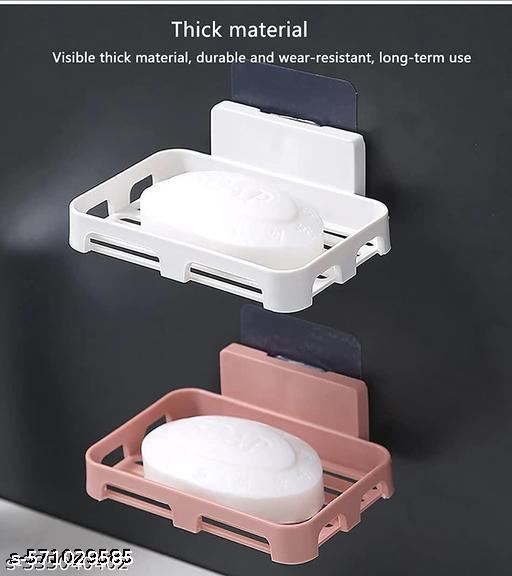 Wall-Mounted Bathroom Organizer Combo, 2 Storage Shelves & 2 Soap Holders, 4-Piece Set - Akry Store 