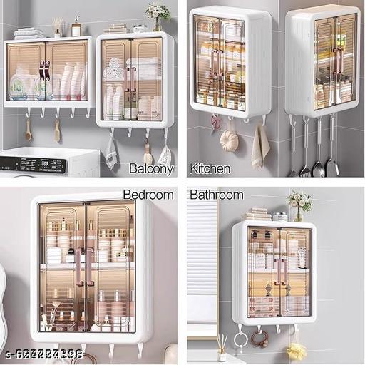 Wall-Mounted Storage Cabinet, Dual Clear Doors, Lightweight & Rust-Proof Design - Akry Store 