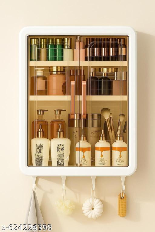 Wall-Mounted Storage Cabinet, Dual Clear Doors, Lightweight & Rust-Proof Design - Akry Store 