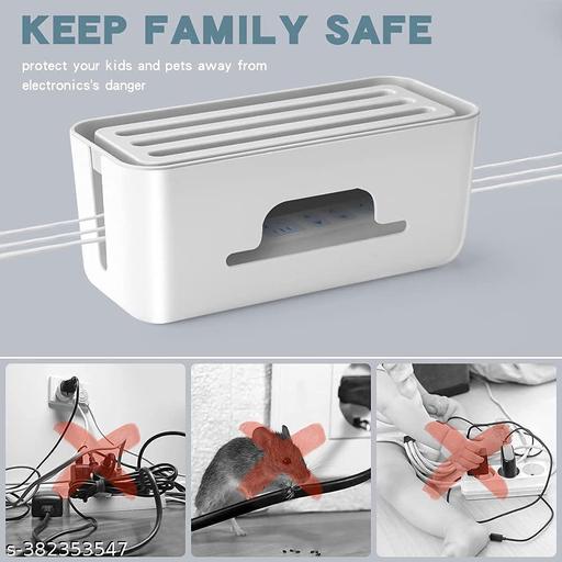 Btop Cable Organizer Box, Child-Safe Wire Management with Phone Stand, ABS Plastic - Akry Store 