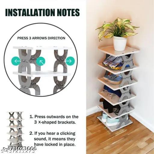 6-Tier Plastic Shoe Rack, Foldable & Stackable Storage for Home Entryway - Akry Store 