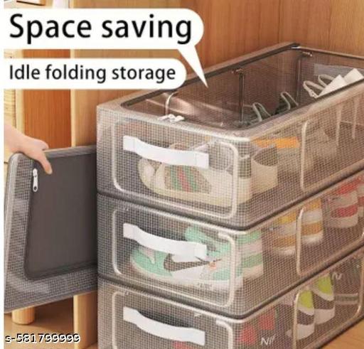 Clear Shoe Storage Box, Foldable Under-Bed Organizer with Lid(Pack Of 1) - Akry Store 