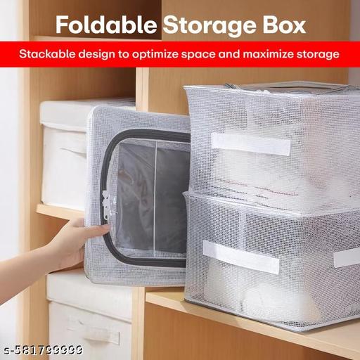 Clear Shoe Storage Box, Foldable Under-Bed Organizer with Lid(Pack Of 1) - Akry Store 