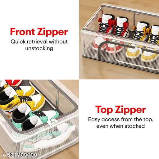 Clear Shoe Storage Box, Foldable Under-Bed Organizer with Lid(Pack Of 1) - Akry Store 